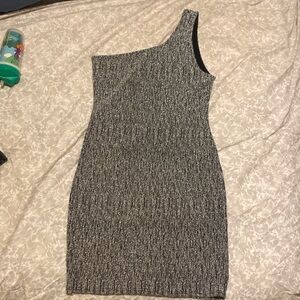 Fashion Nova One-Shoulder Black and Gray Dress